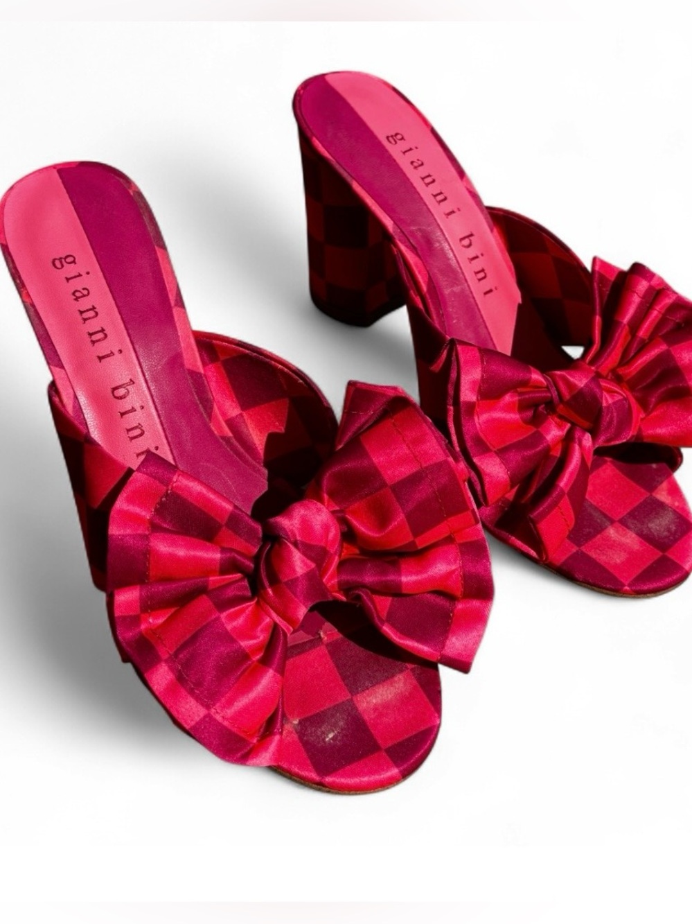 Gianni Bini Keily Red Checkered Block Heels Size 8